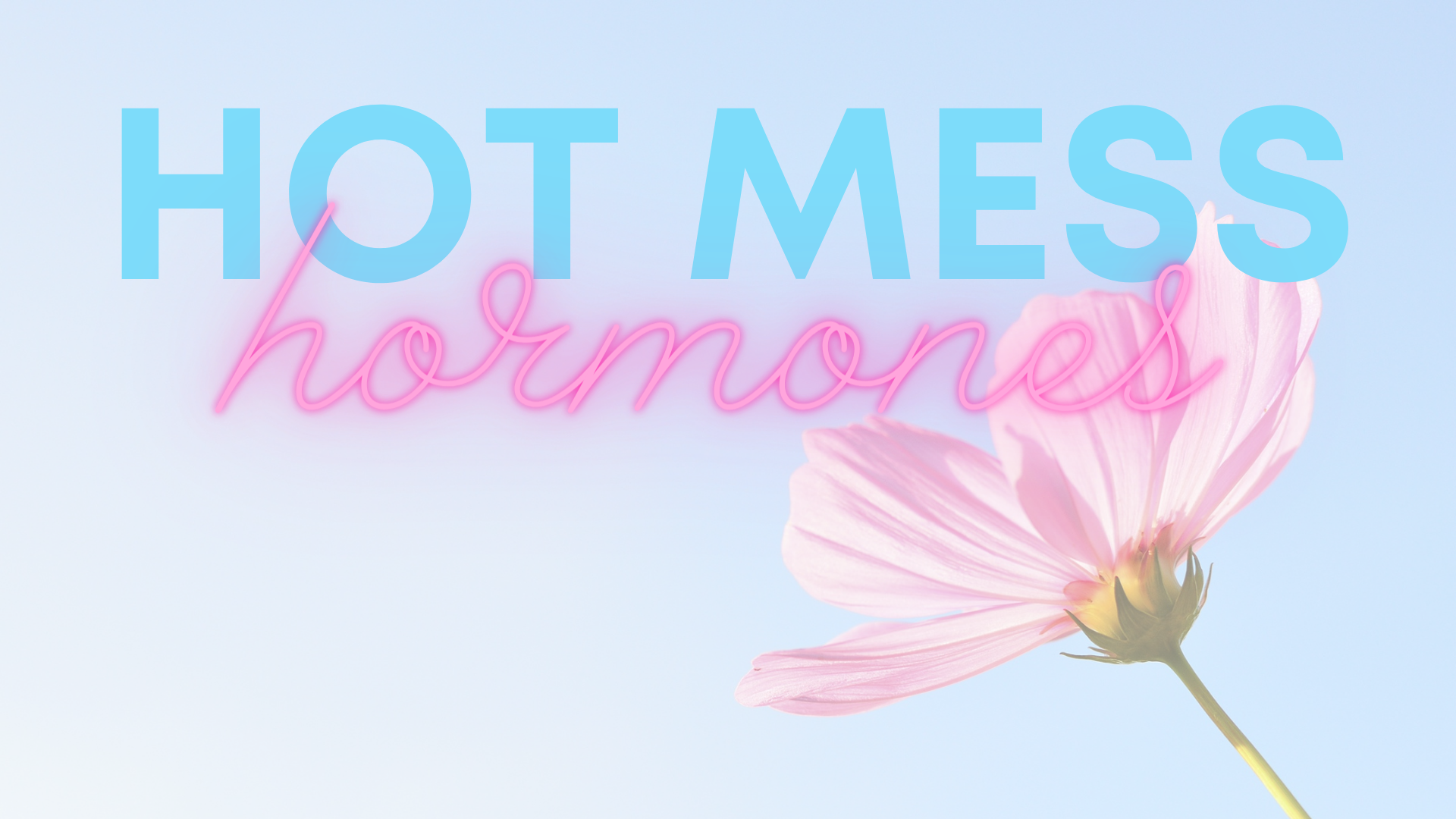 hot mess hormones with a pink flower and blue backgrou